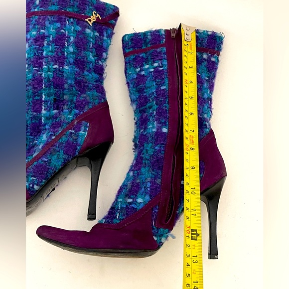 D&G BOOTS 1996 PURPLE SUEDE AND TARTAN WOOL MULTI IT37 used - Picture 5 of 16